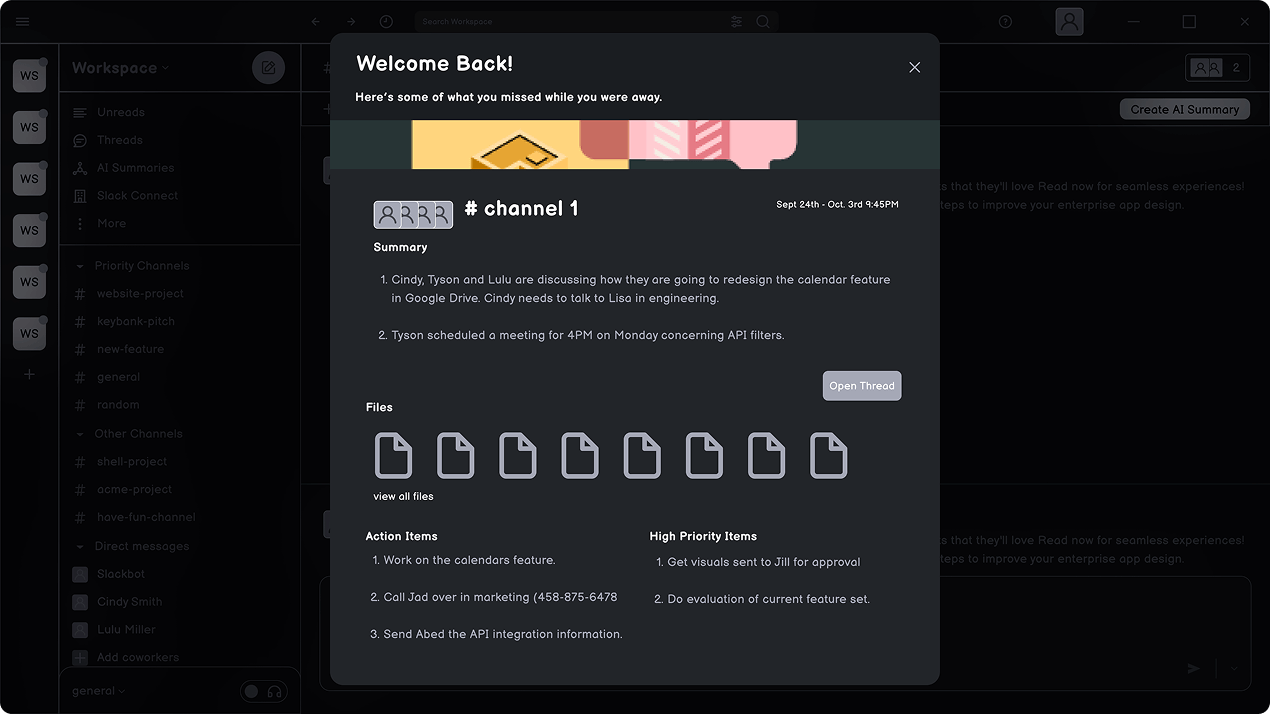 Early wireframe of welcome back summary
