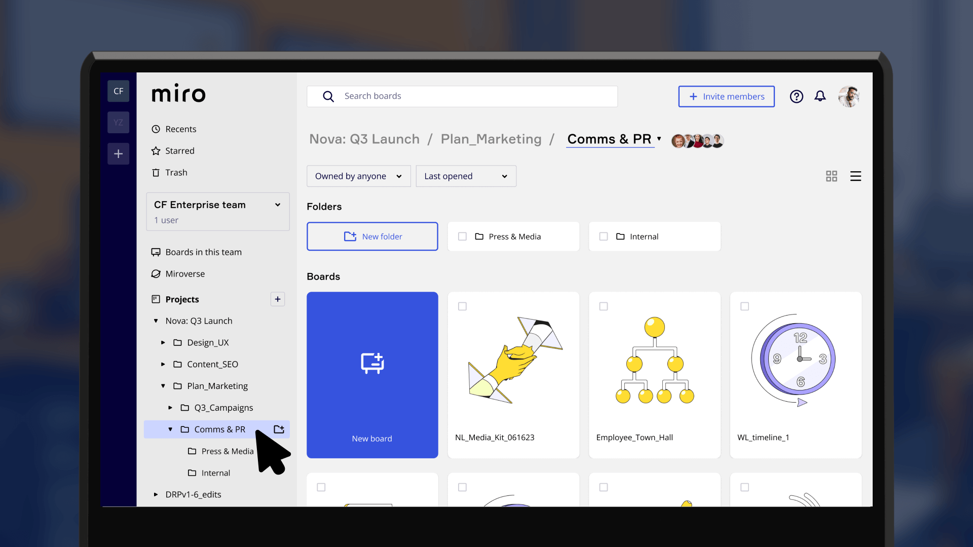 Miro Flow Step 2: Showing nested folder hierarchy