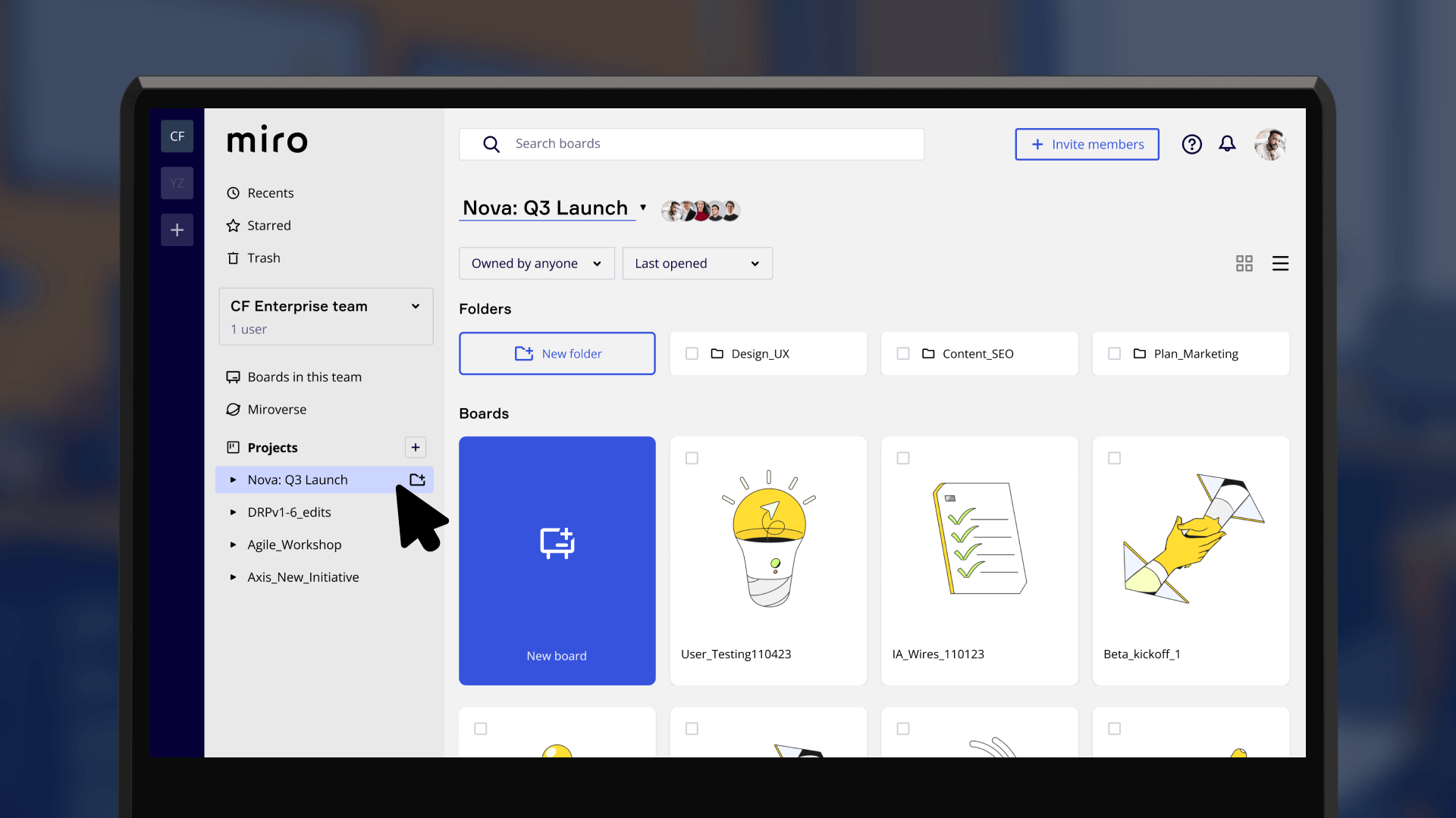 Miro Flow Step 1: Showing nested folder hierarchy