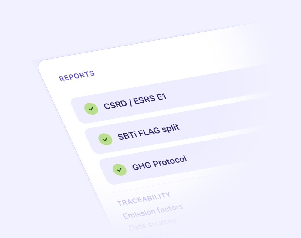 A mockup of Carbon Maps' platform featuring PEF indicators