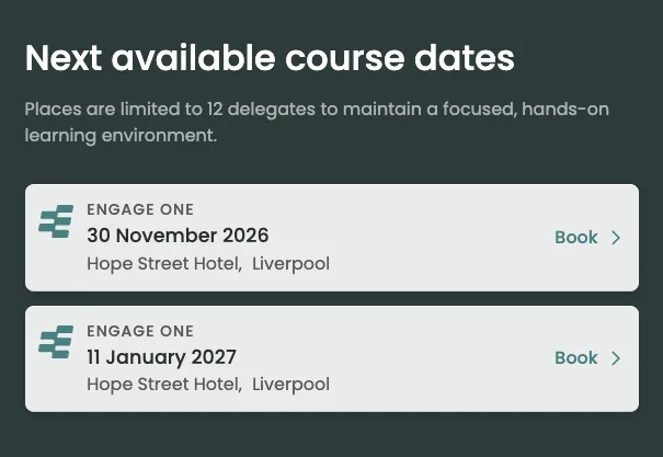 Hubdash set up for dental implant course bookings