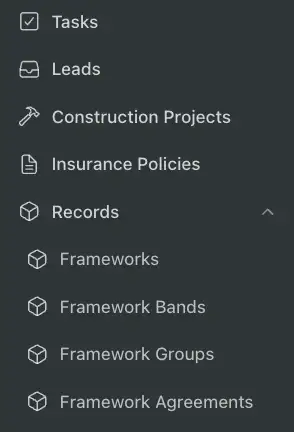 Hubdash custom records set up for Rise Construction Framework