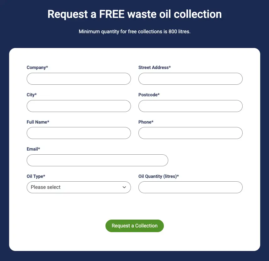 Hubdash capturing Oil Salvage enquiries as leads