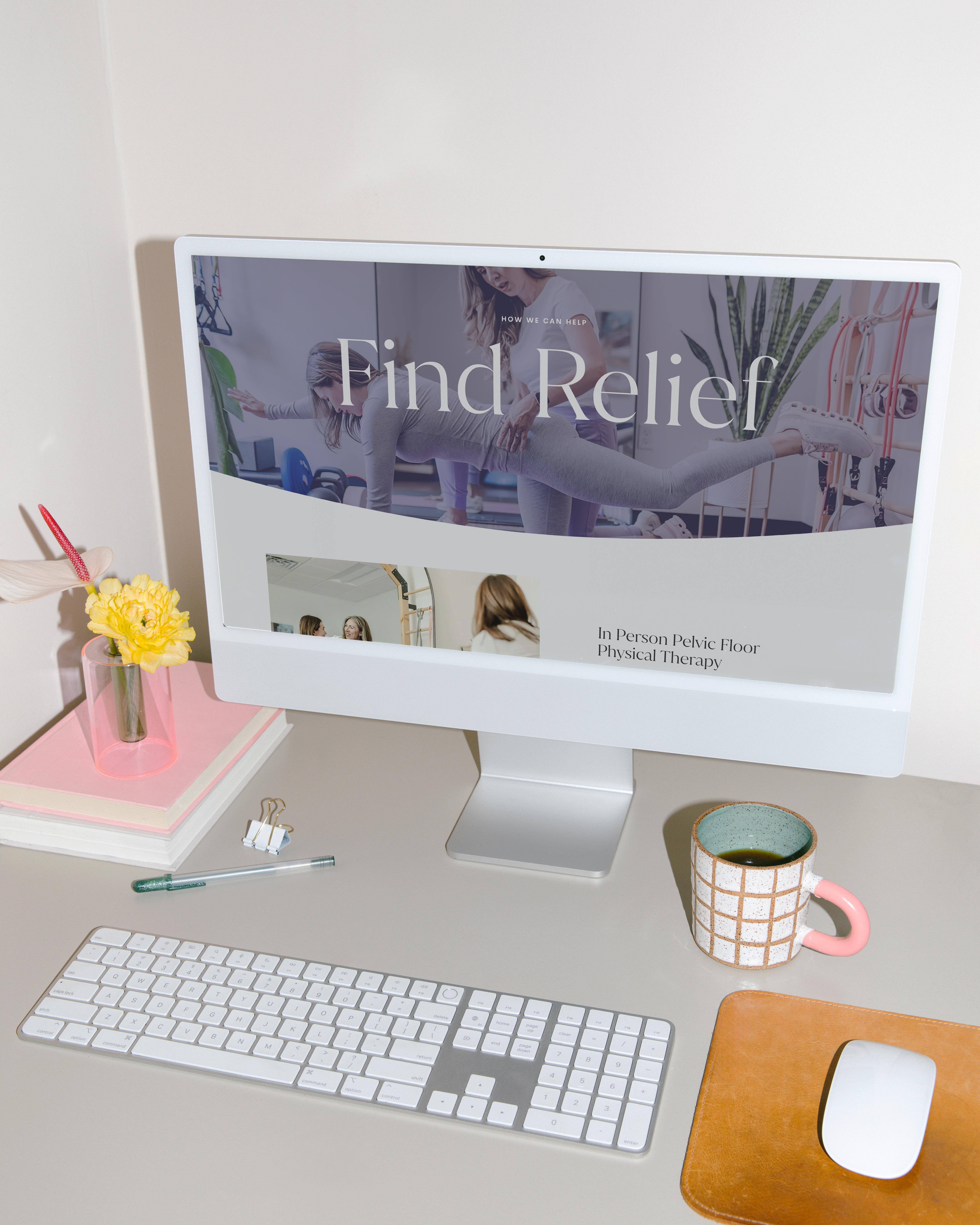 The Fem Method colorful pelvic floor therapy website design on desktop by Katie Higg Design