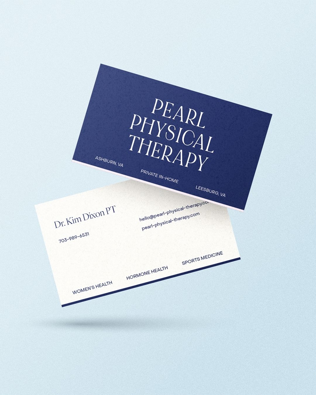 Pearl Physical Therapy brand collateral mockup showcasing elevated brand design for entrepreneurs