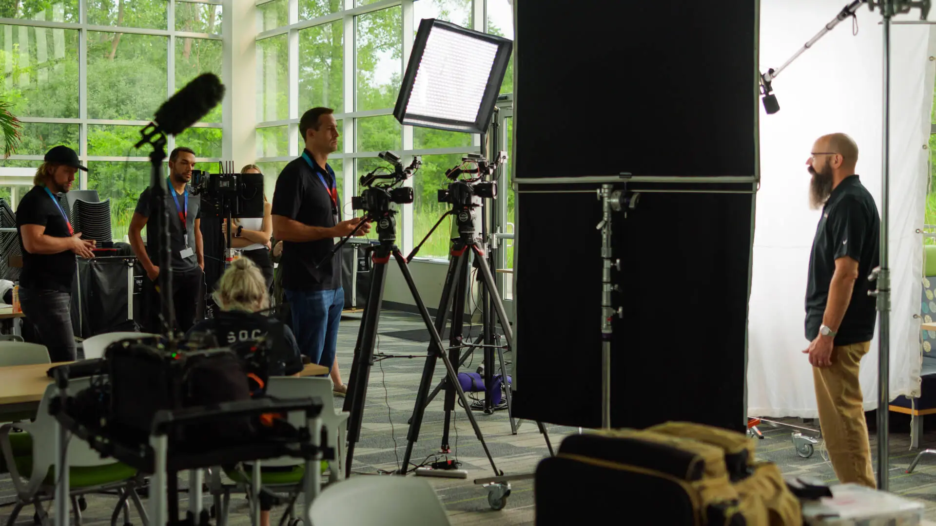 Testimonial video production interview setup in Nashville