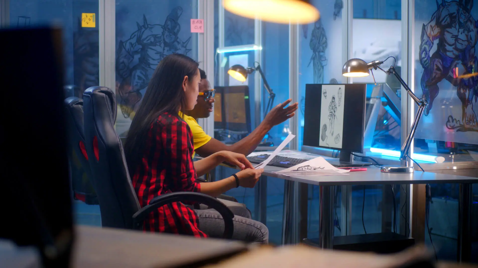 Animated video production team working in Miami