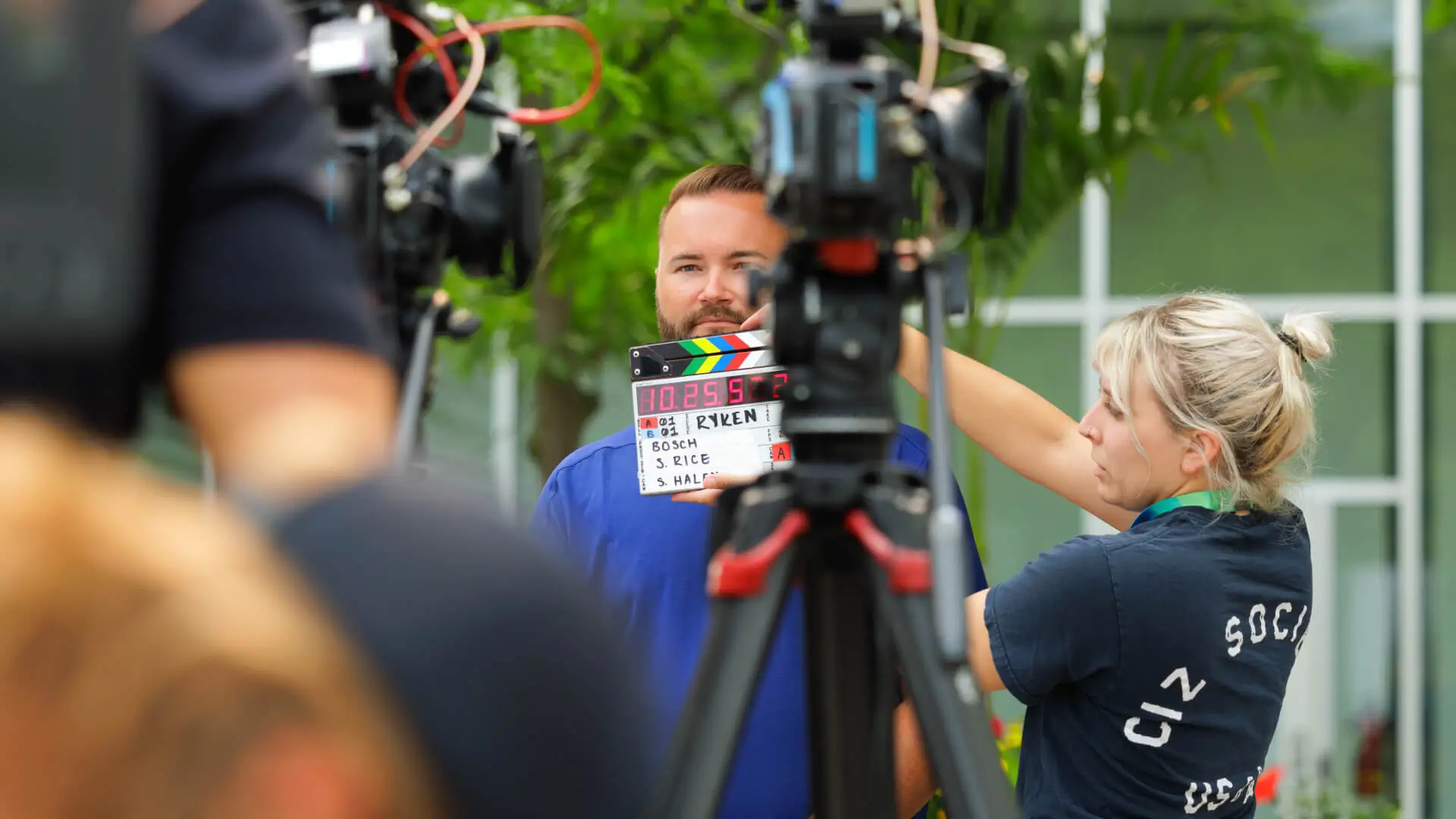 Testimonial video production interview setup in Boston