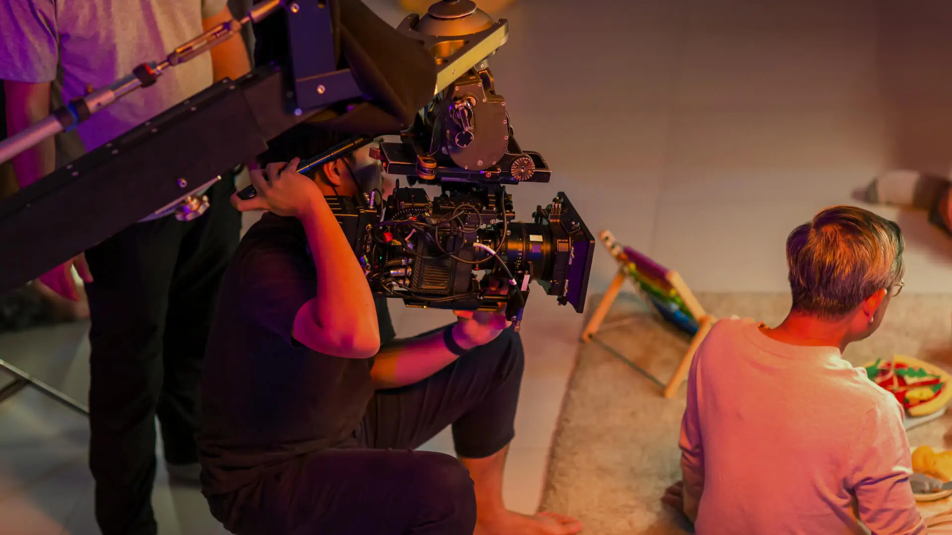 Promo video production crew filming in Denver