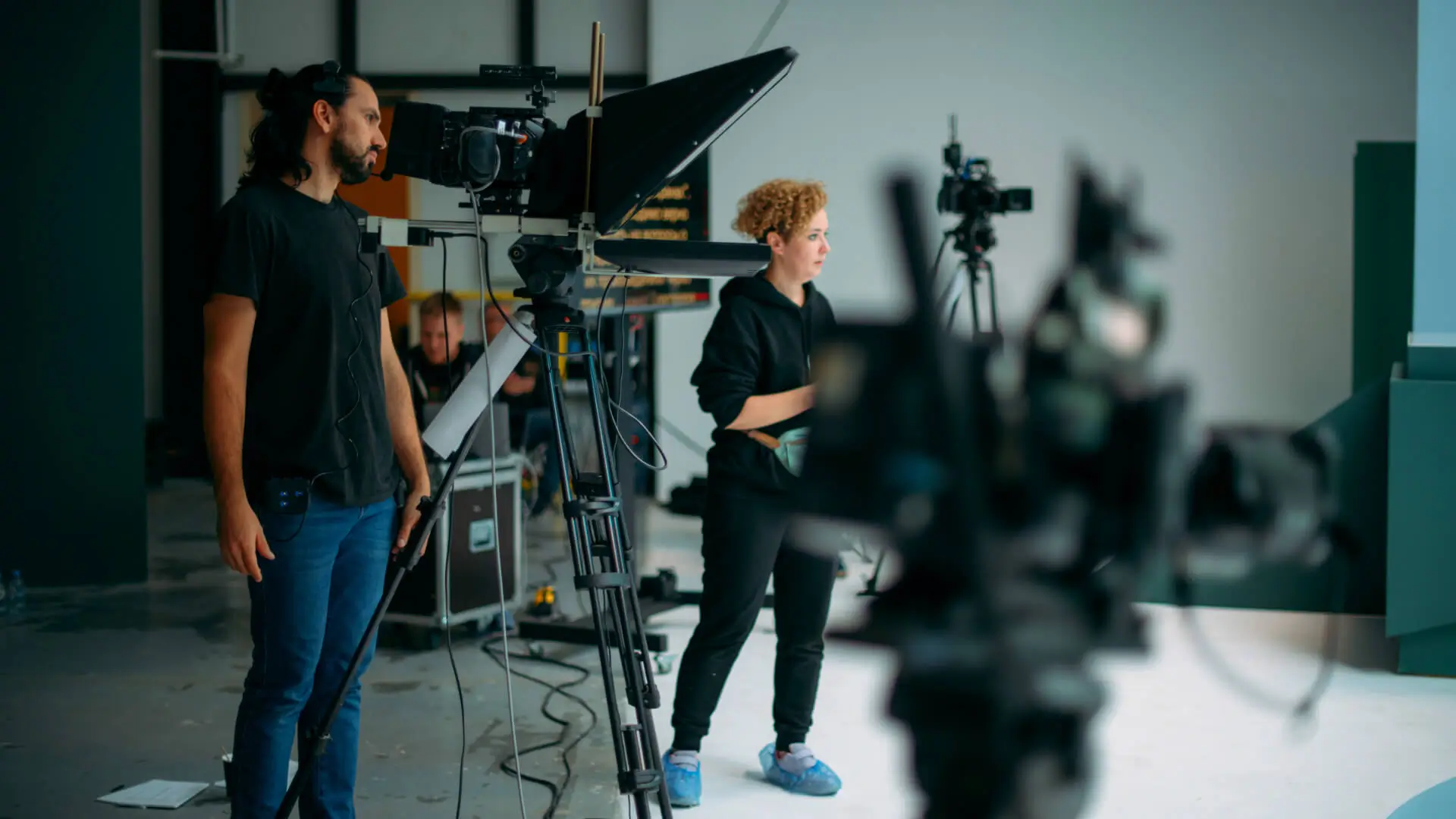 Corporate video production crew filming in Denver