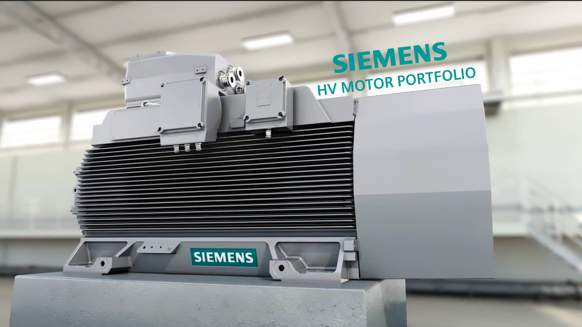 Animated explainer video of Siemens SIMOTICS HV motor portfolio.