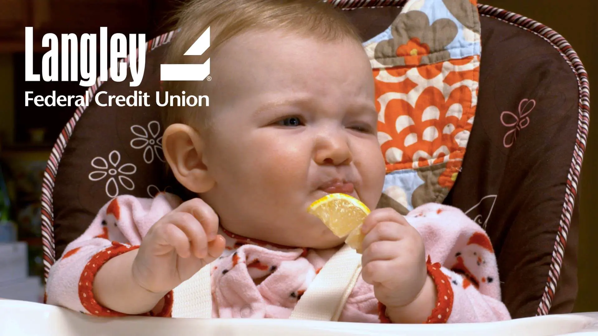 Comedic commercial for financial services company Langley, featuring baby tasting a lemon.