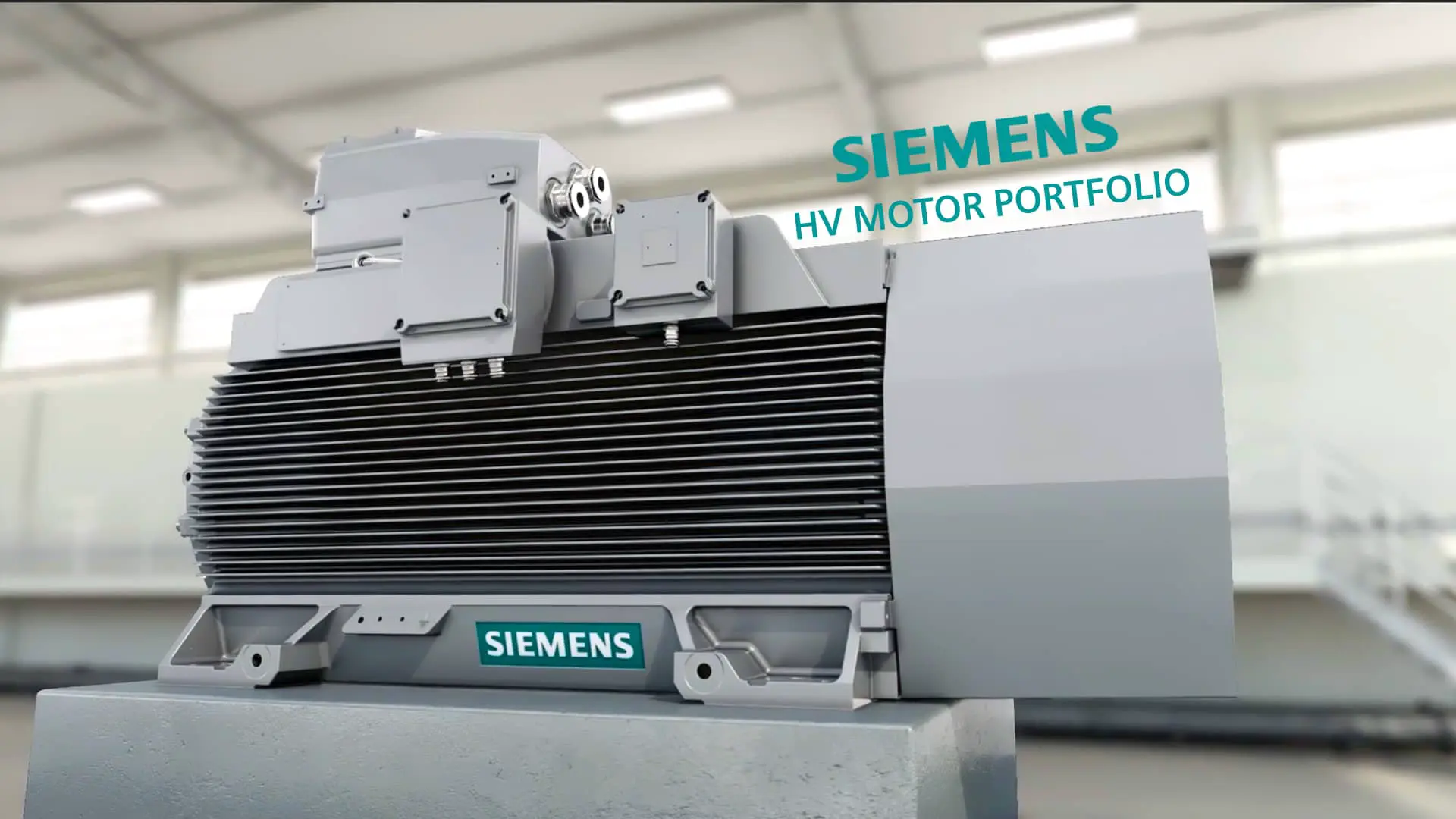 Animated explainer video of Siemens SIMOTICS HV motor portfolio.