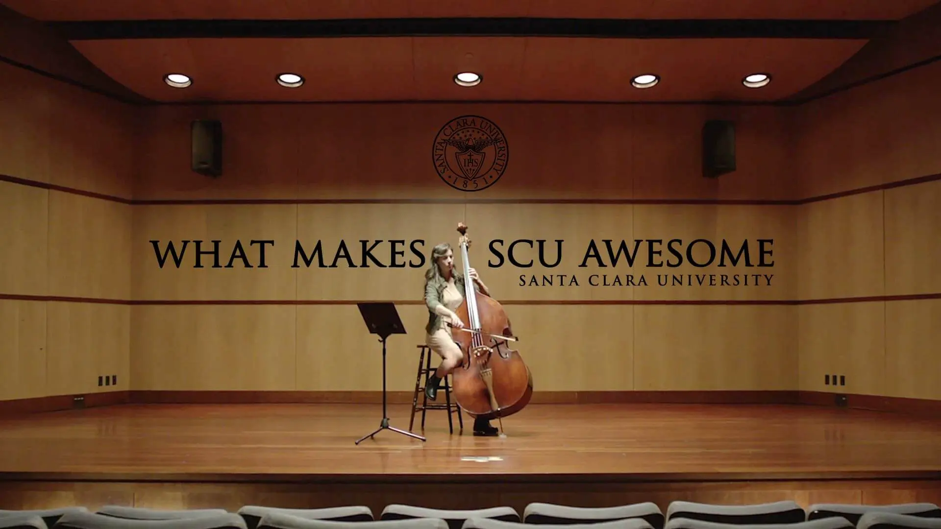SCU student passionately playing the cello