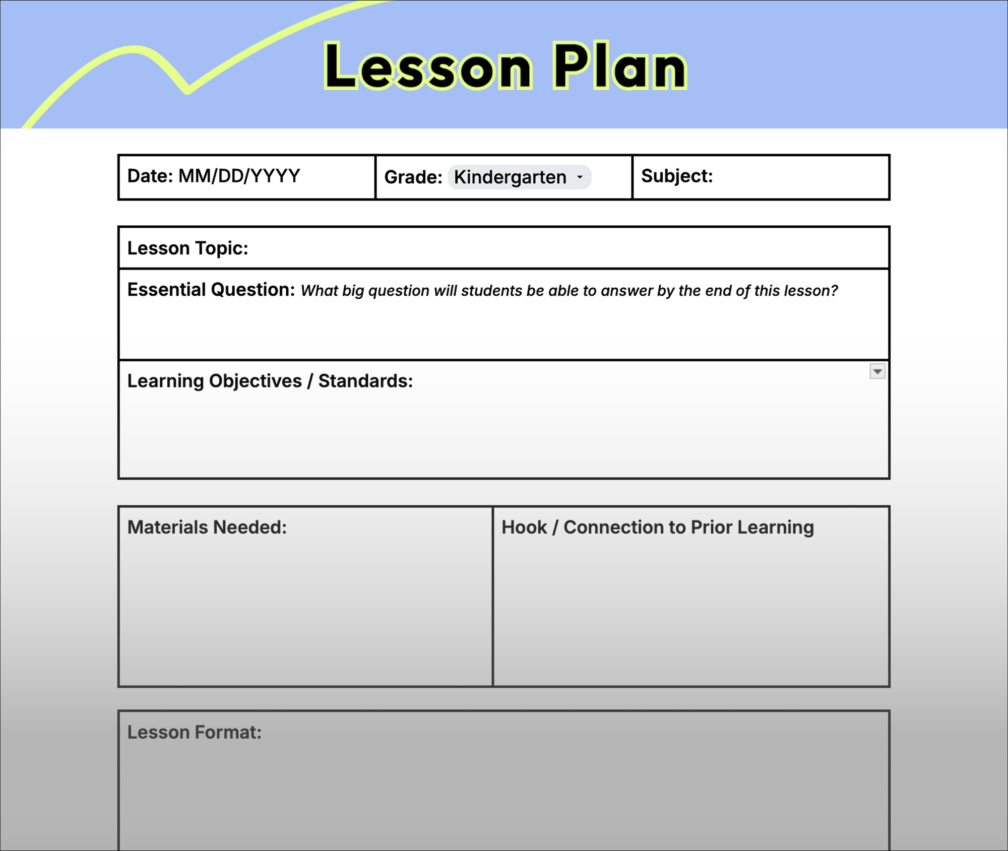 Free Lesson Plan Template for Teachers