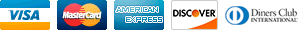 List of Credit Card providers: Visa, MasterCard, American Express, Discover, and Diners Club International