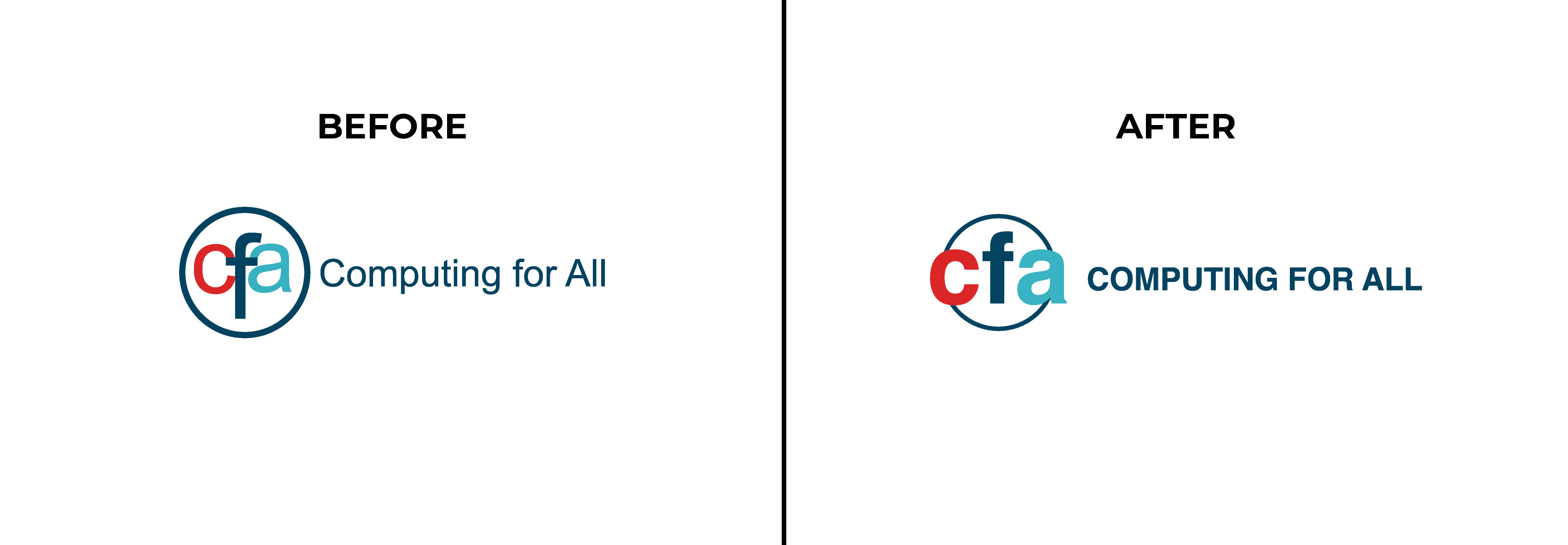 Before and after versions of CFA logo