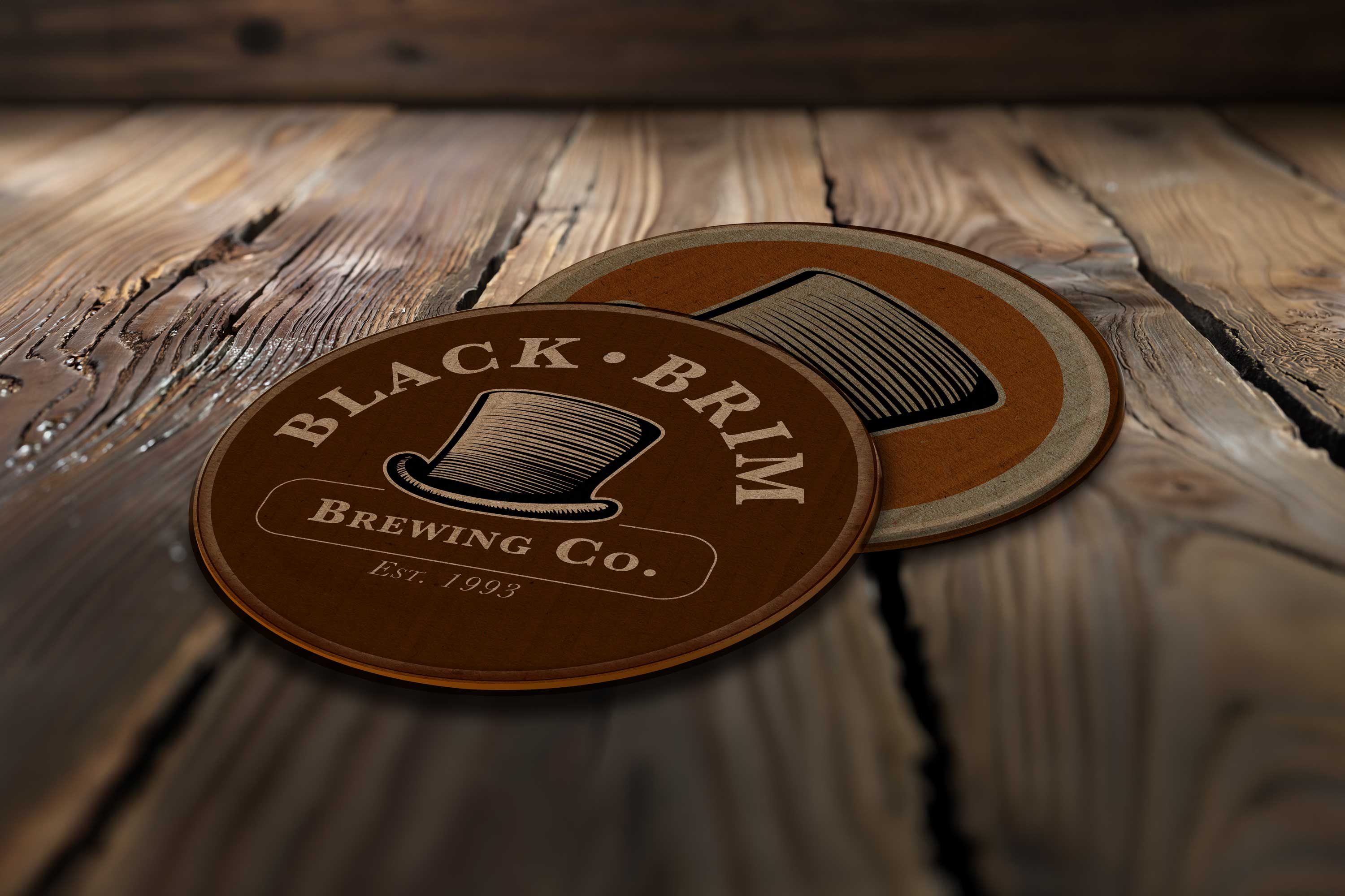 Black Brim Brewing Co. sign with an illustration of a top hat, established in 1993.