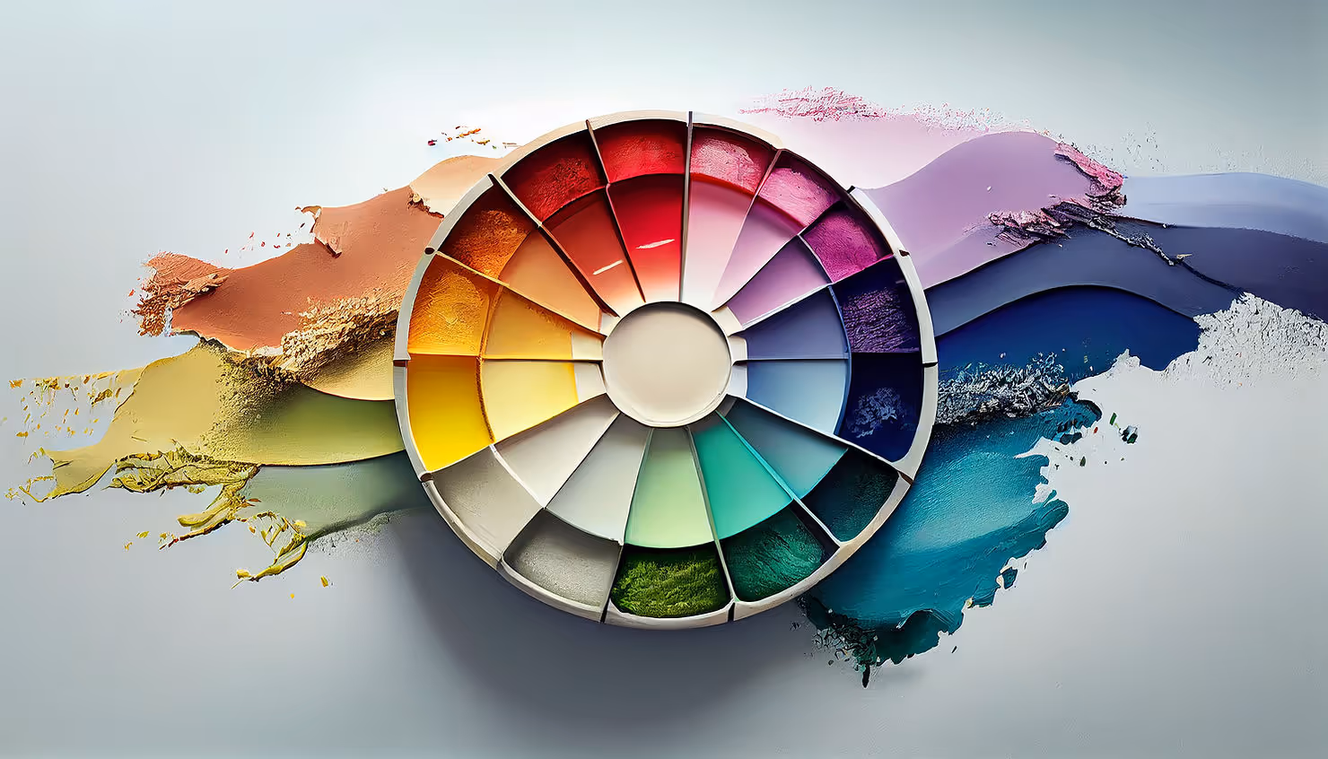 colors in a paint tray