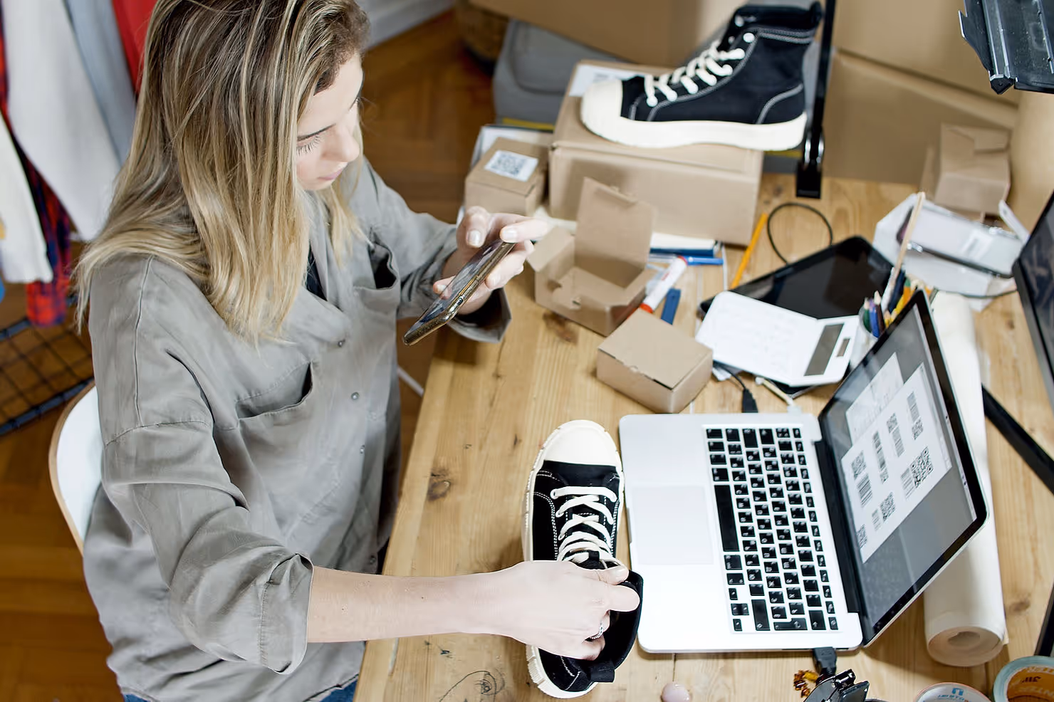 woman working on her website