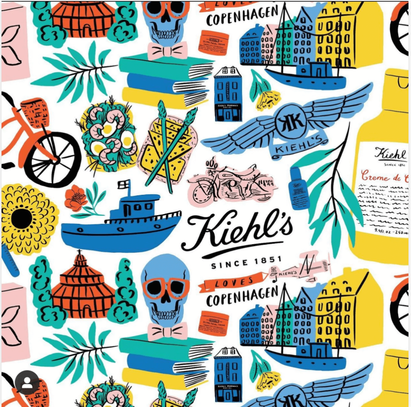 Kiehl's scrapbook-inspired graphic designs