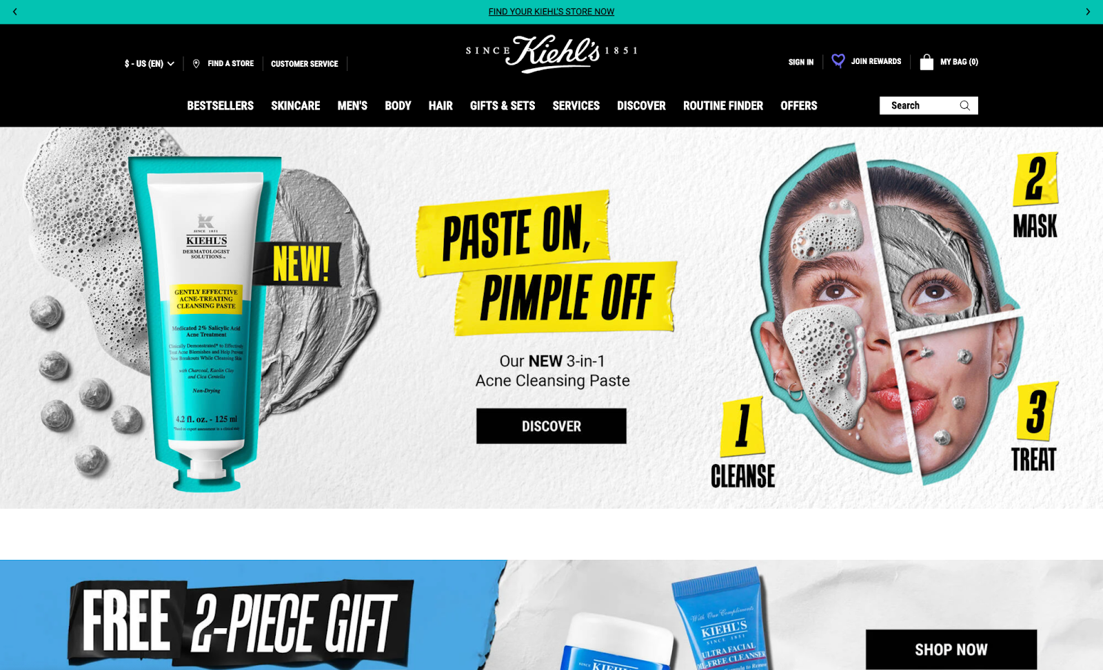 Kiehl's website scrapbook-inspired graphic design