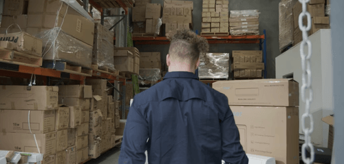 Video content Displaying Team Member in warehouse, Metro heating and cooling