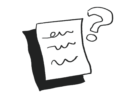 Illustration of a paper with a question mark on top