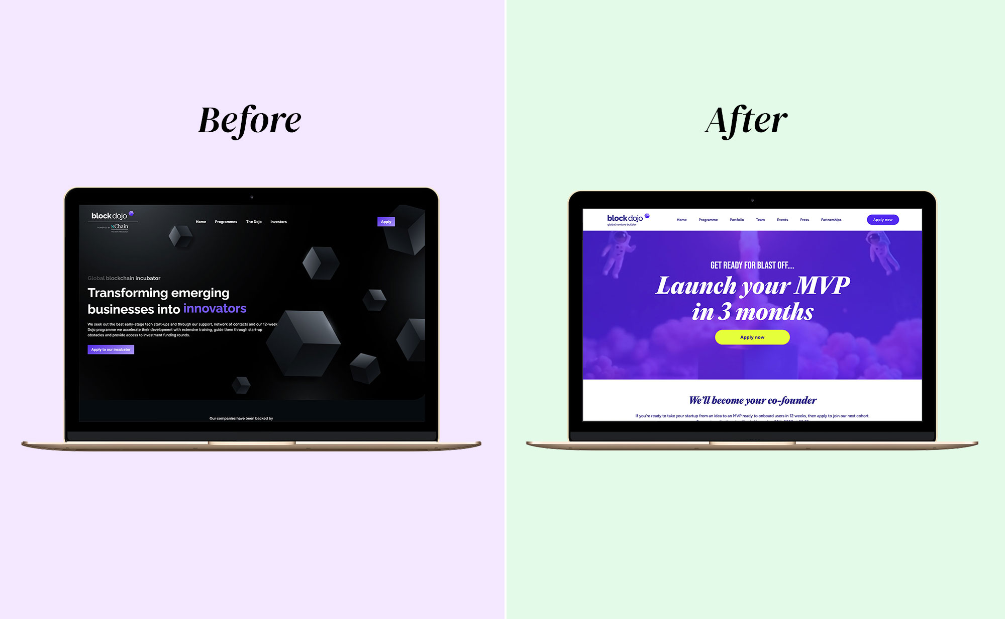 Block Dojo, before and after