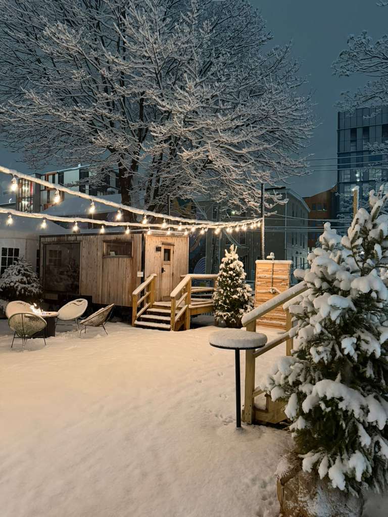 Snowy mountain peaks