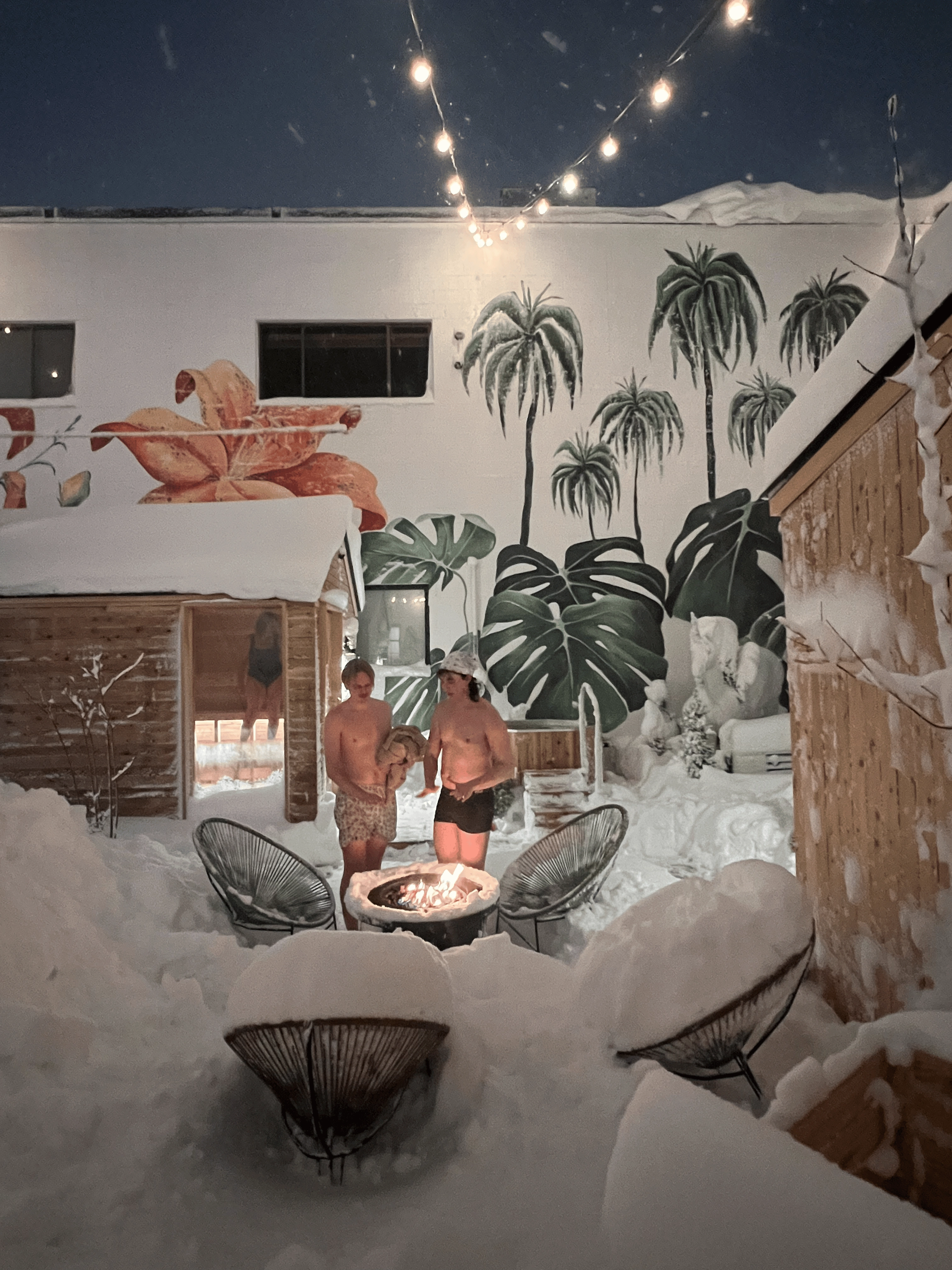 Outdoor sauna village