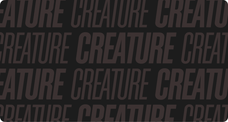 Repeating Creature wordmark pattern on black