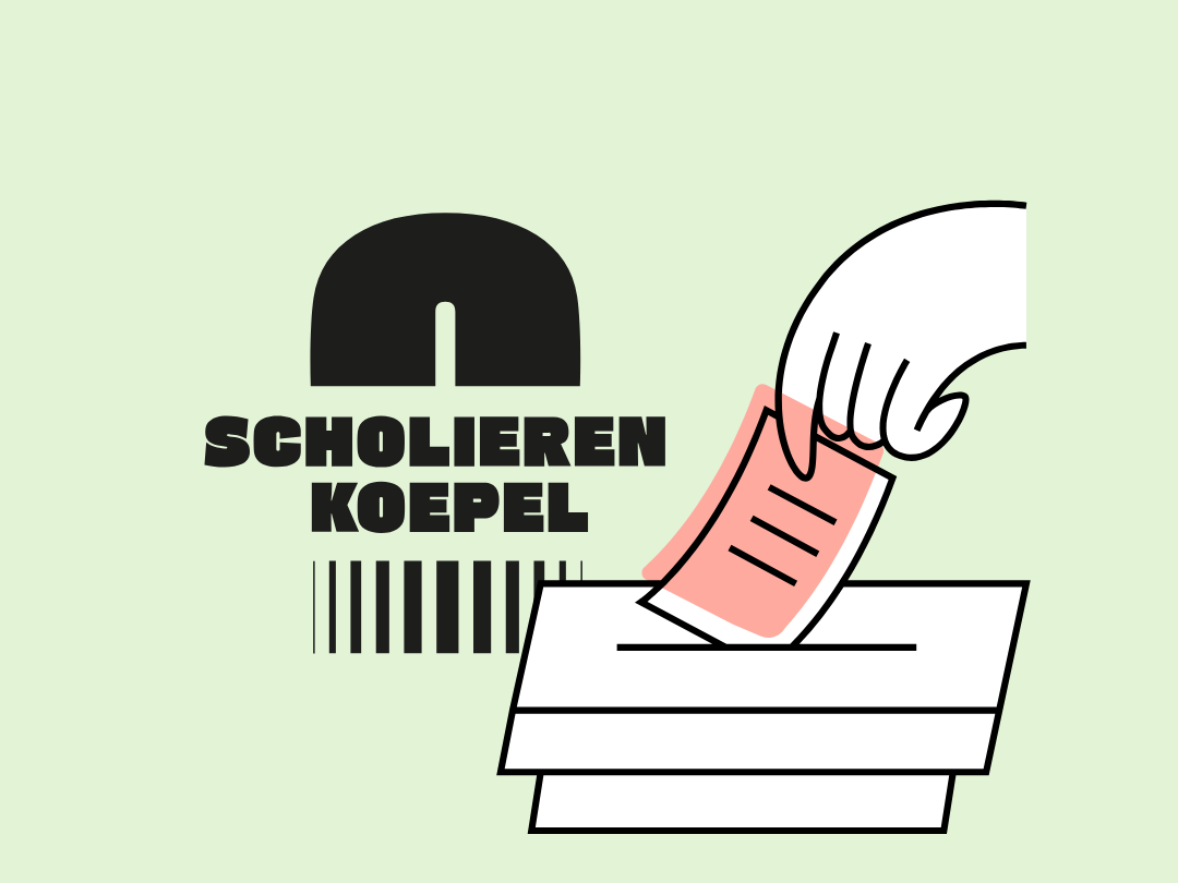 Scholierenkoepellogo en stembus