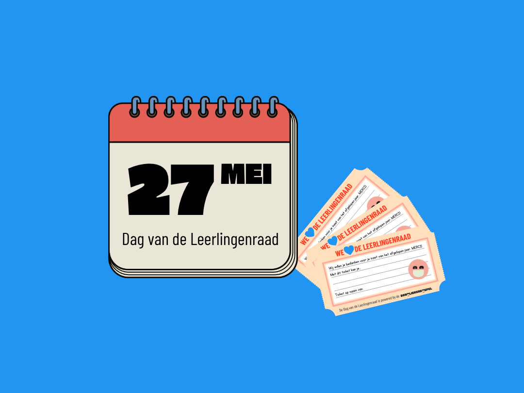 Kalender met focus op 17 mei en tickets voor de leerlingenraad.