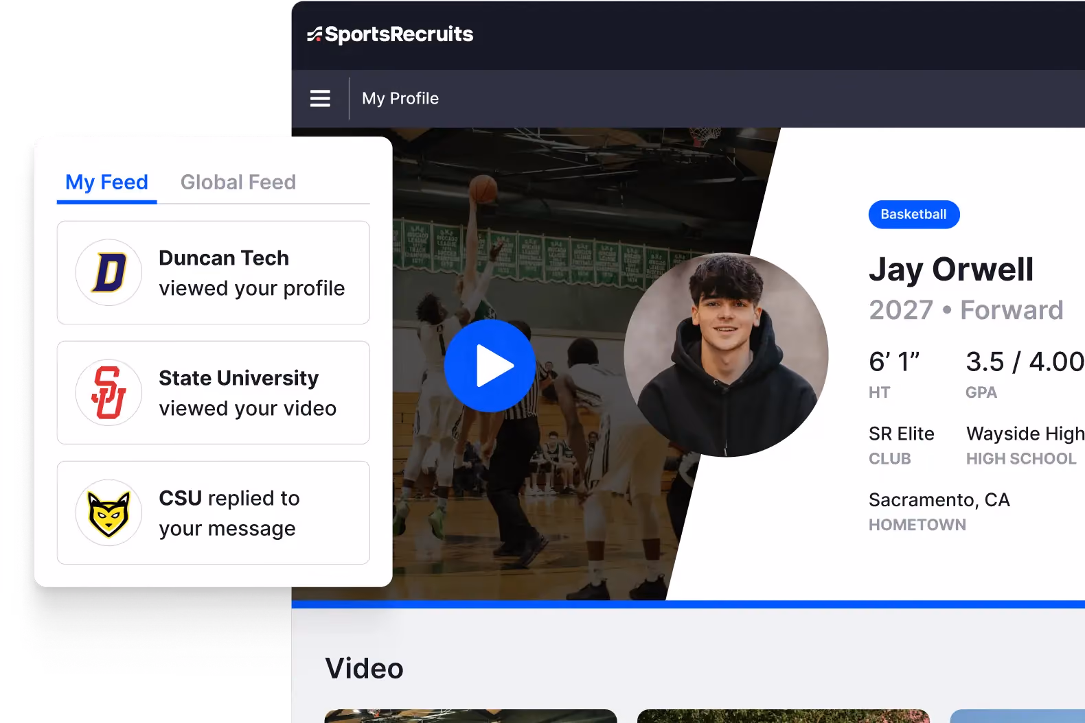 Student-Athlete Recruiting Profile and View Tracking on SportsRecruits