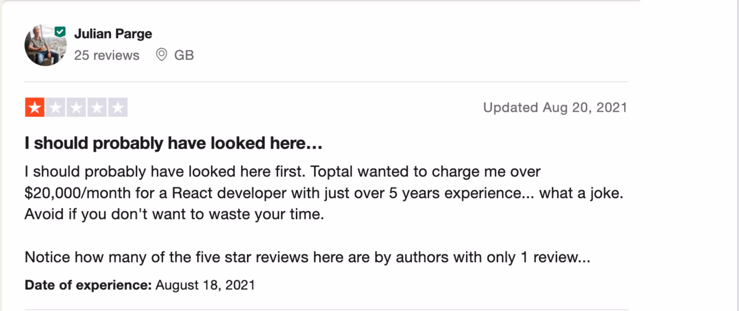 Toptal reviews