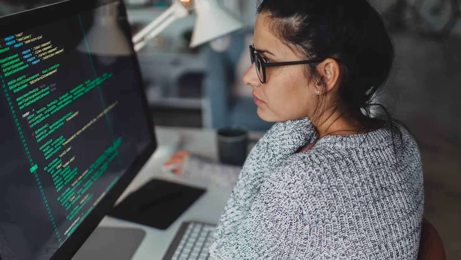 a woman at work