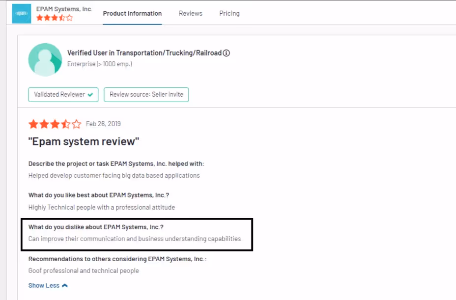 EPAM reviews