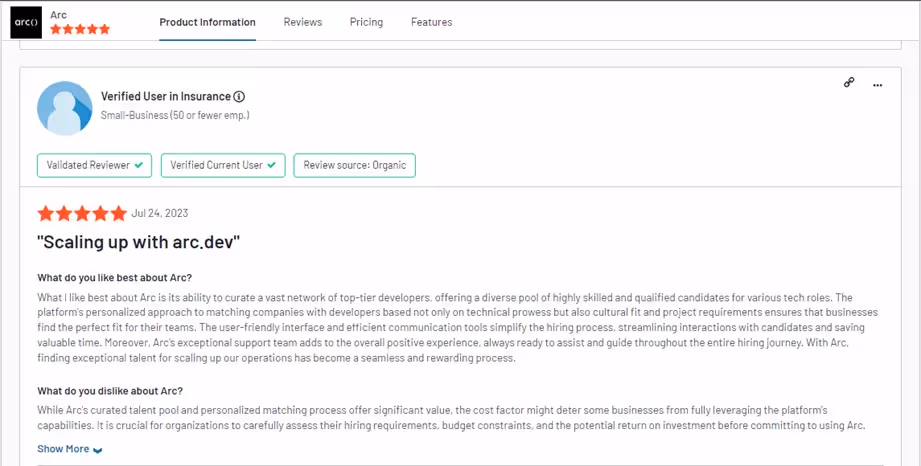 Arc.Dev review - G2