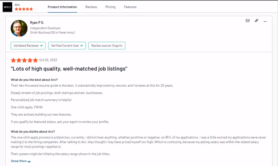 Arc.Dev review from G2