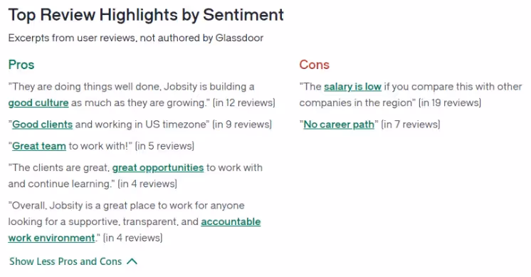 Review pros and cons Jobsity