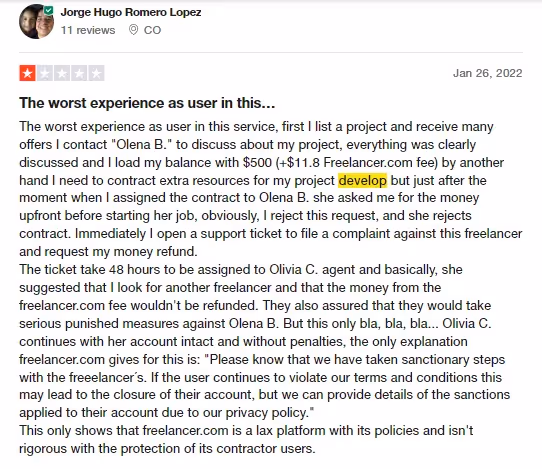 Freelancer reviews
