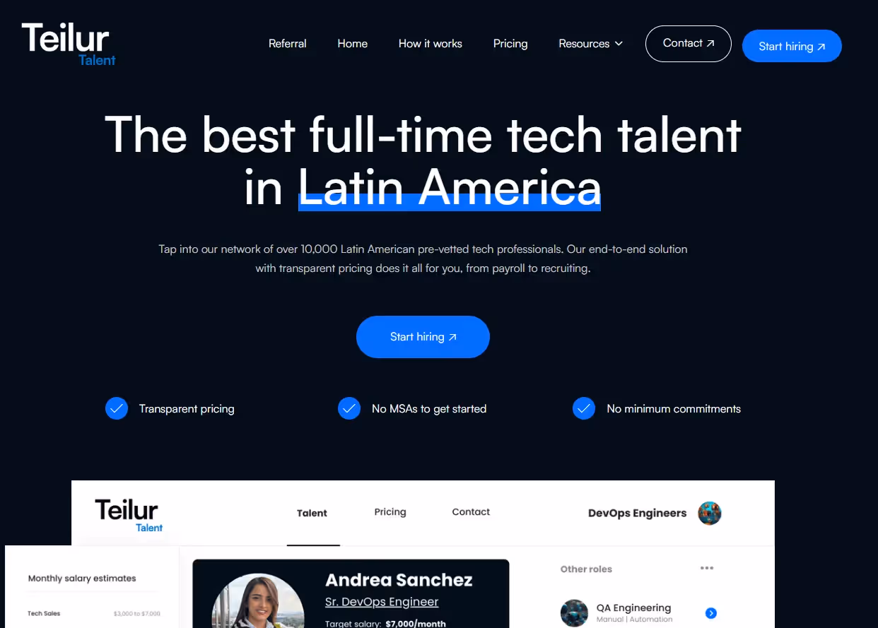 Teilur Talent website