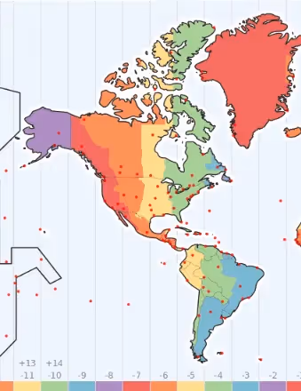 Time zone map to hire devops in Colombia vs Argentina