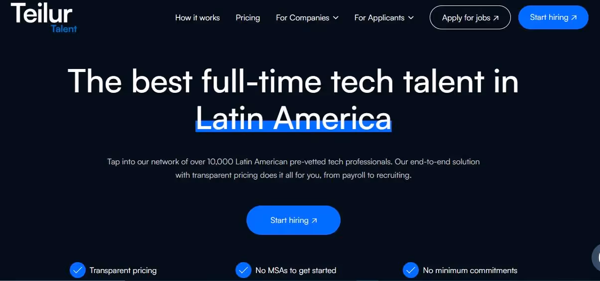 Teilur Talent website to find nearshore staff augmentation