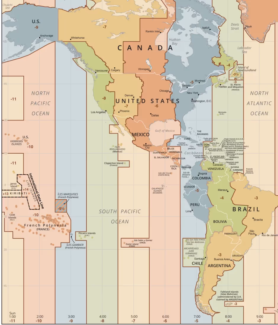 Time zone map