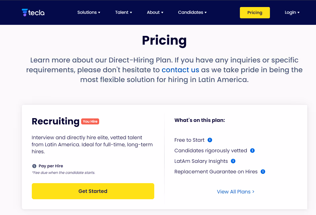 pricing temp agencie - tecla