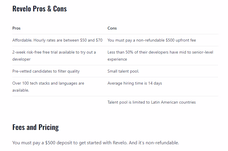 Pros and Cons - Revelo