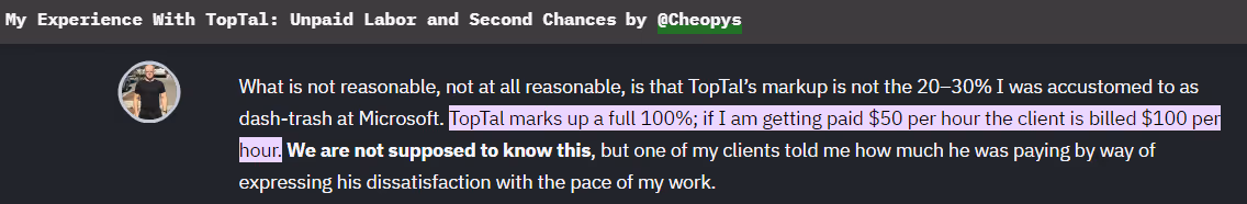 toptal cost Review from a freelancer