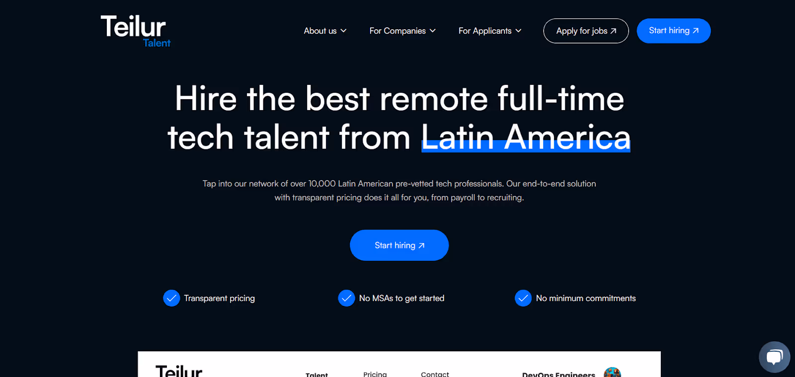 Teilur Talent website